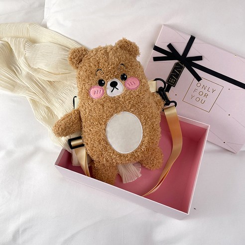 캐릭터 벨벳 미니백 귀염둥이 곰돌이 휴대폰 가방
