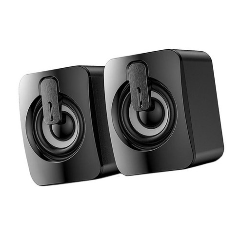 2x 데스크탑 스피커 3D 스테레오 사운드 서라운드 볼륨 컨트롤 50mm 확성기 전화 컴퓨터용 USB 유선 유선 스피커, 빛 없이, 147x115mm, ABS 플라스틱