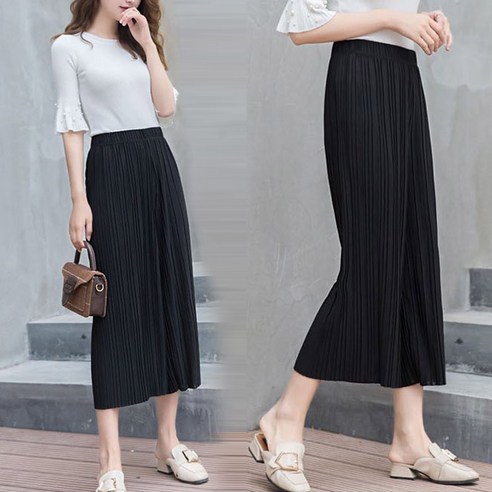 데일리와이 플리츠 쉬폰 주름바지 (2p SET) 와이드팬츠 통바지 여름바지 빅사이즈