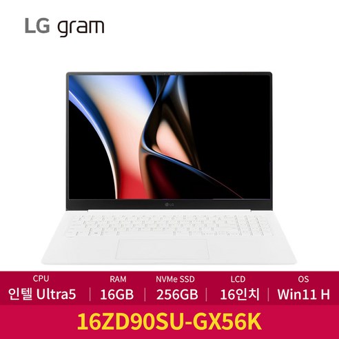 LG 2024 최신 정품 그램 16인치 인텔 14세대 울트라5 16GB 256GB 윈도우11, 16ZD90SU-GX56K, WIN11 Home, 화이트