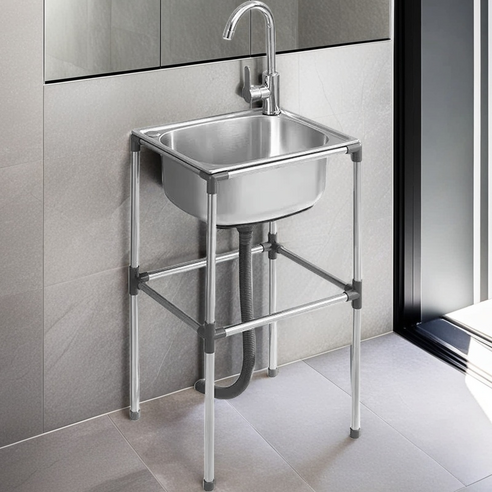 좁은 공간, 답답한 설거지 이제 그만! 스텐 간이 세면대로 넓고 편리하게! 간이세면대