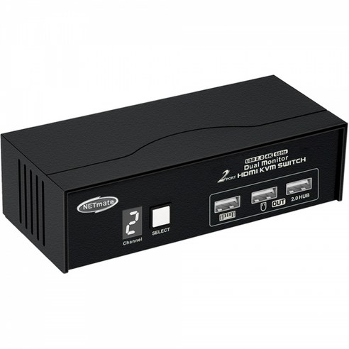 NETmate 4K 60Hz 듀얼 HDMI KVM 2:1 스위치(USB) NM-HK4602DP EDID USB2.0 1포트 허브