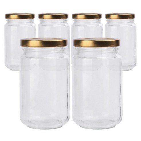 가인글로벌 일자젓갈250 유리병 러그캡 골드, 6개, 200ml