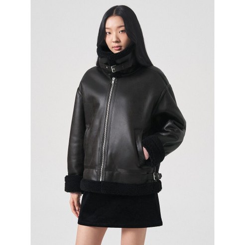 8SECONDS 에잇세컨즈 스웨이드 무스탕 블랙 324Y3VLY45 363642