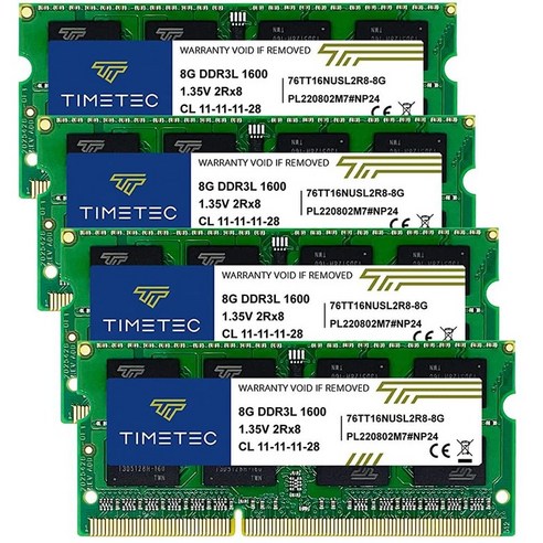 Timetec 32GB KIT(4x8GB) DDR3L / DDR3 1600MHz (DDR3L-1600) PC3L-12800 PC3-12800 비 ECC 언버퍼드 1.35V/1.5V