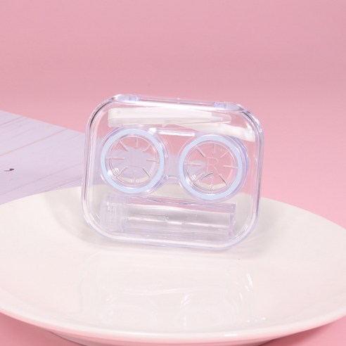 휴대가능한 여행용 예쁜 심플한 렌즈통 렌즈케이스, 3개, 투명한 하늘빛