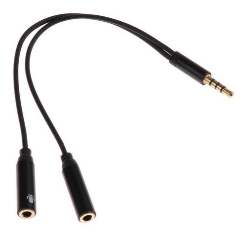 휴대 전화 노트북 용 2 소켓에 3.5mm 스테레오 오디오 케이블 플러그, 블랙, {"사이즈":"설명"}, {"수건소재":"설명"}