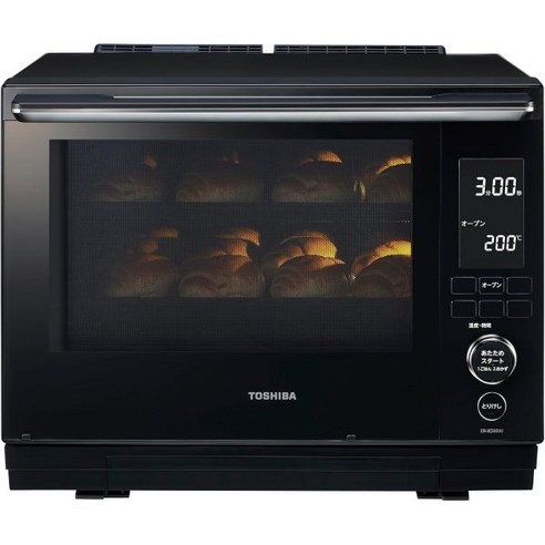 TOSHIBA(東芝) TOSHIBA ER-XD3000(K) 과열 증기 오븐 범위 스톤 킬른 돔 8.9 갤런(30L) 300°C 2단 조리 그랜드 블랙 플랫 테이블 22, 검은색_1(과열 수증기) 7.8 갤런(30L)/ 2단계