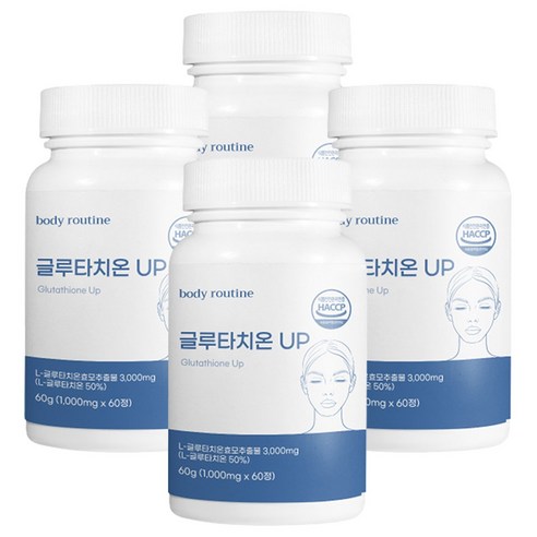 바디루틴 글루타치온 고함량 1000mg, 60정, 4개