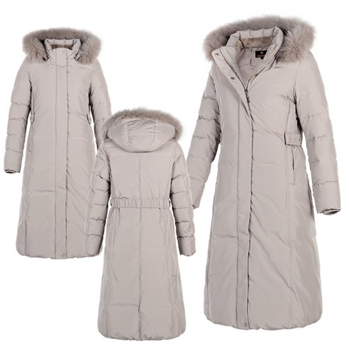 겨울 리얼폭스퍼 탈부착후드 슬림핏 여성 오리털 롱코트 덕다운 패딩점퍼