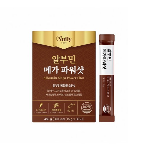 뉴일리 마시는 알부민 메가 파워샷 30포 | 고함량 95% 알부민 | L-아르지닌 L-아스파트산 타우린 비타민C B군 | HACCP 인증, 5개