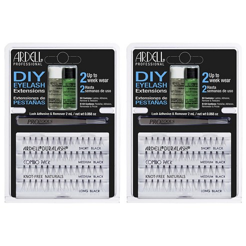 아델 프로페셔널 DIY 아이래쉬 익스텐션 래쉬 + 어드히시브 리무버 트위저 키트, 2개, Black