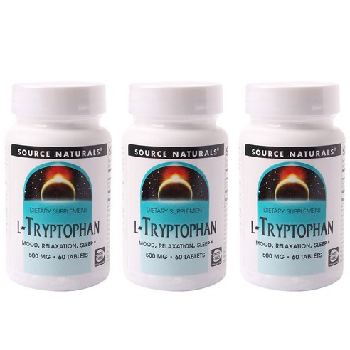 소스내츄럴스 L-트립토판 500mg 타블렛 무설탕 글루텐 프리, 60정, 3개