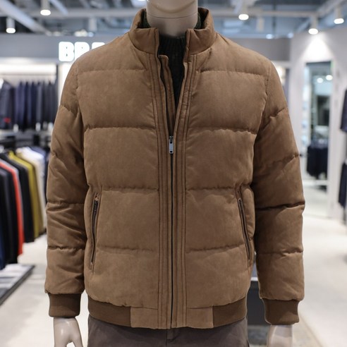 코오롱 브렌우드 남자패딩 구스다운 스웨이드 숏패딩 퀄팅 브라운 카멜