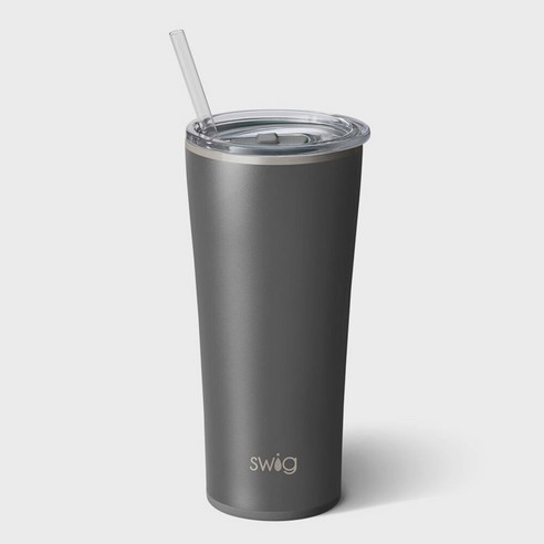 스위그 스텐 보온 보냉 매트 텀블러 22oz(652ml) + 빨대 포함, Matte Grey