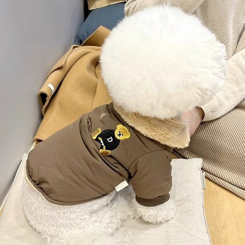 헬스도그 강아지 퍼카라 내부 퀼팅 겨울 패션 패딩점퍼, 1개, 화이트