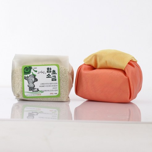 [고서임] 천일염 함초소금 300g (둥근매듭/산호) 보자기 답례품, 천일염 300g (둥근매듭/산호금비), 1개
