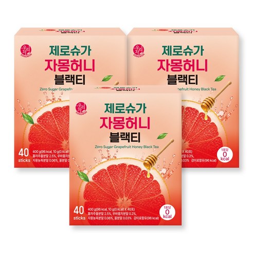 우리차 제로슈가 자몽허니블랙티, 10g, 3개, 40개입