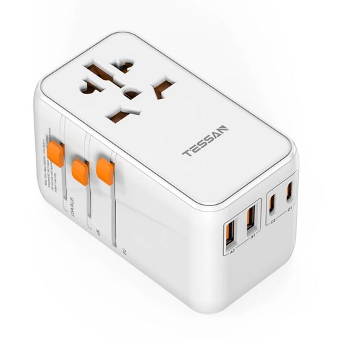 TESSAN 65W 100W 해외 여행용 멀티어댑터 2USB포트 2 C타입포트, 4개, white