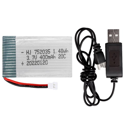 올칩 3.7V 400mAh 드론배터리 1개 USB충전기 세트 RC완구 과학상자 로봇 호환, (X4) 400mah1개+USB충전기1개
