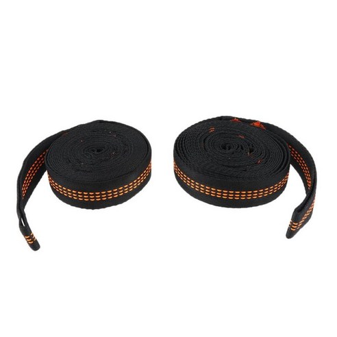 2pcs 해먹 교수형 트리 스트랩 헤비 듀티 조정 가능한 10 루프 물갈퀴 스트랩, 블랙, 280x2.5x0.12cm, 나일론