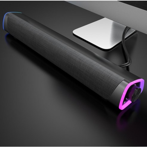 블루투스 6D 서라운드 사운드 바 RGB 라이트 스피커 컴퓨터 유선 스피커 스테레오베이스 서브 우퍼 노트북 PC 홈 시어터, Bluetooth Wired, Black