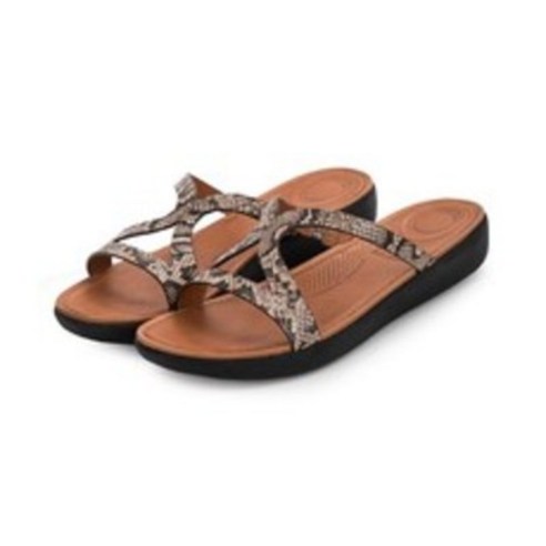 핏플랍 여성용 스트라타 토프 스네이크프린트 샌들 FFSO8E216MU