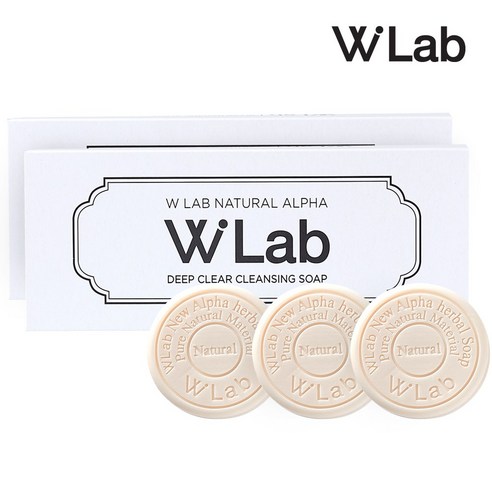 W.Lab 더블유랩 네츄럴 알파 데오드란트 비누 바디솝 클렌징 세안비누, 딥클리어, 6개, 50g