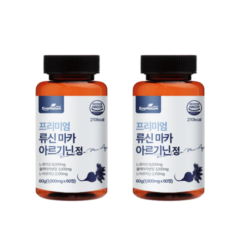 에버네이처 프리미엄 류신 블랙 마카 아르기닌 타블렛 1000mg 60정, 2개