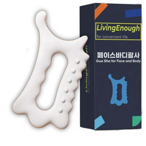 리빙이너프 페이스 앤 바디 괄사 림프 마사지기, 1개, 화이트