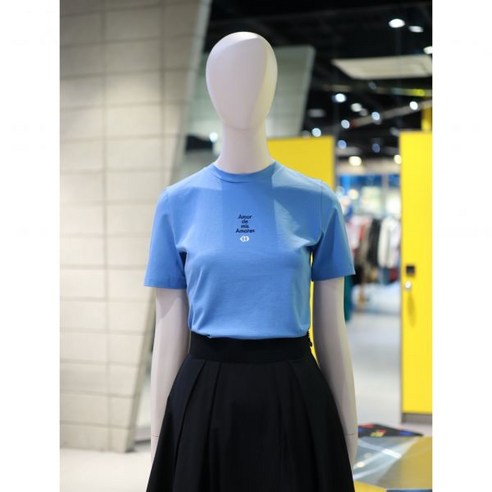 [럭키슈에뜨] LFTAM23610BUX 자수 포인트 슬림 반팔 티셔츠 (710584 )