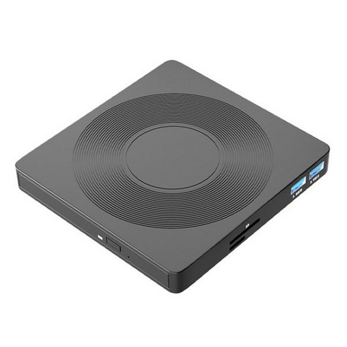 USB 3.0 C 타입 CD DVD RW VCD 광학 드라이브 SD TF 카드 리더기 PC 노트북용 버너 1개, Black vcd플레이어