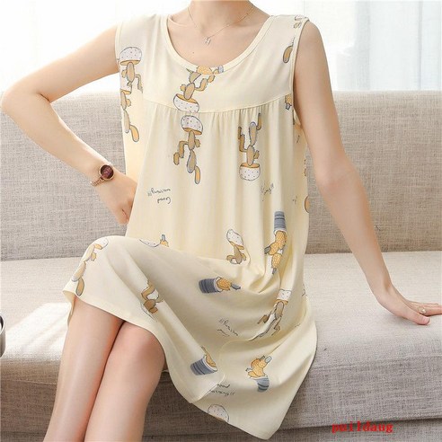 puildaug 중국 여성 잠옷 여름 가벼운 잠옷 느슨한 드레스 큰 가정용 의류