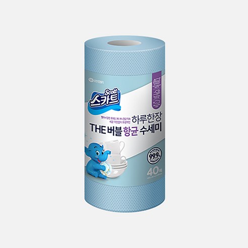 스카트 하루한장 THE 버블 항균 수세미, 스카이블루, 40개입, 1개