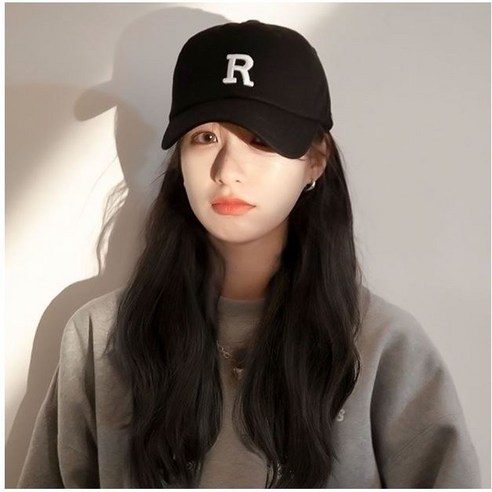 여성 웨이브 모자 일체형 가발, 1개, 블랙모자(모발 콜드 브라운)