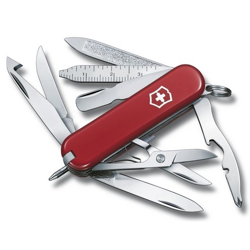 VICTORINOX(빅토리녹스) 미니 챔프 레드 다기능 나이프 오렌지 필러 단피 밀기 18 기능을 탑재한 스위스제 멀티 툴 컴팩트 휴대하기 쉬운 방재 상품 쥬토쿠 나이프 만능 나이프, 1개