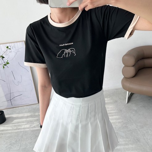 마쿠쿠 위켄드 배색 프린팅 여성 반팔 크롭티 반팔티 티셔츠 Best Top3 마쿠쿠 위켄드 배색 프린팅 여성 반팔 크롭티 반팔티 티셔츠 Best Top3