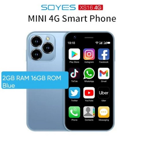 SOYES XS16 미니 스마트폰 안드로이드 10 3.0 인치 4G 휴대폰 듀얼 SIM 대기 플레이 스토어 글로벌 버전 3GB RAM 64GB ROM 신제품, 3GB 64GB Black