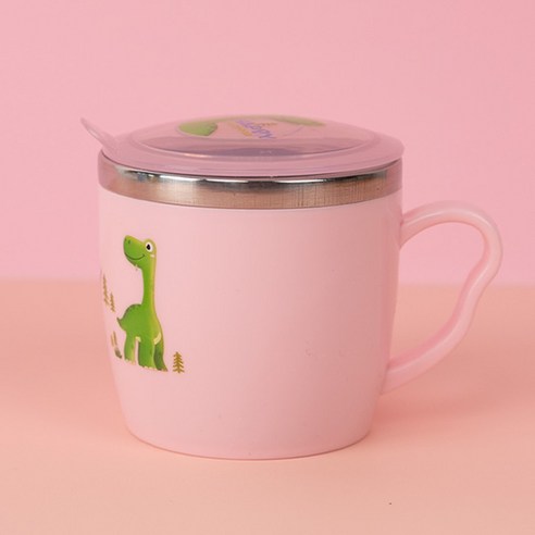 구스터프 스텐 양치컵 + 뚜껑 세트 260ml, 2개, 핑크