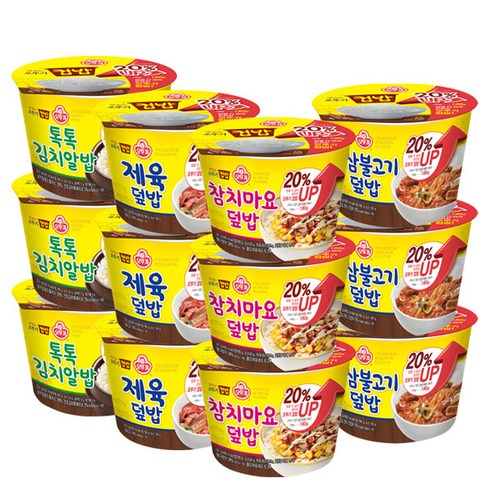 오뚜기 맛있는 컵밥 톡톡 김치알밥 222g x 3p + 참치마요덮밥 247g x 3p + 오삼불고기덮밥 310g x 3p + 제육덮밥 310g x 3p 세트, 1세트