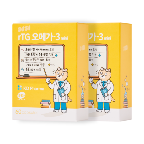 3651 고양이 강아지 오메가3 영양제 60캡슐 순도 80% KD Pharma, 60정, 2개