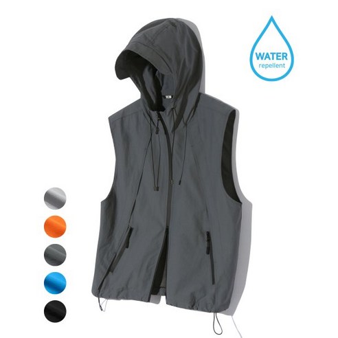 TRILLION 트릴리온 디비전 나일론 후드 집업 베스트 CHARCOAL DIVISION NYLON HOOD ZIP-UP VEST