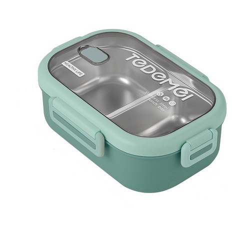 스텐 사각보온도시락 샐러드 일본도시락통 2단 3단, Green, 1단, 1개