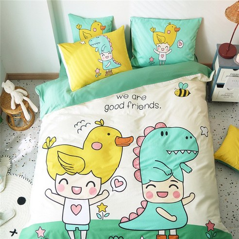 귀염둥이 만화 전면 대판 꽃 4종 세트 침대 시트 스타일 삿갓 침구 세트 침구, 동일란