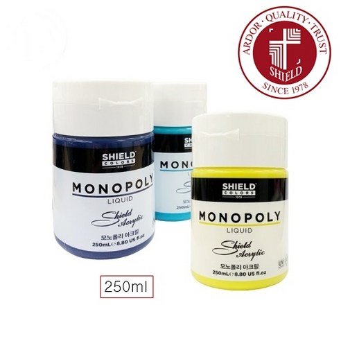 쉴드 모노폴리 아크릴물감 250ml 낱색 70색, 600 White 화이트물감 쉴드 모노폴리 아크릴물감 250ml 낱색 70색, 600 White 화이트물감