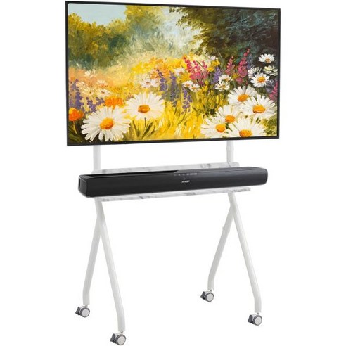 Fydeamer 40-86인치 LED LCD 평면 패널 커브드 스크린용 범용 쿼드러플 이젤 TV 스탠드 이동성을 위한 바퀴가 달린 쿼드러플 이젤 TV 스탠드