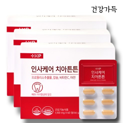 잇몸케어 치아 건강에 좋은 아연 비타민C 프로폴리스 칼슘, 3개, 60정