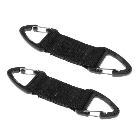 2pcs 나일론 벨트 웨빙 카라비너 키 홀더 가방 후크 스트랩 클립, 블랙, 나일론, 플라스틱