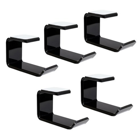 데스크 후크 마운트 아래 5 Pcs 유니버설 헤드폰 스탠드 행거 홀더 헤드셋, 블랙, 4.5mm, 아크릴