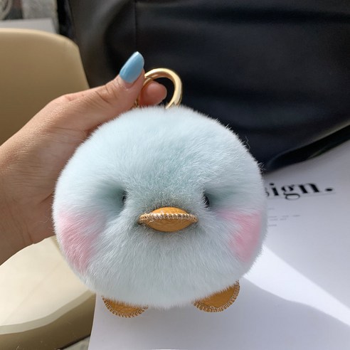 그물 붉은 달 토끼 털 오리 자동차 열쇠고리 액세서리 귀여운 벨벳 인형 카우보이 책가방 액세서리 선물, 페퍼민트